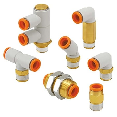 Smc Tube Connector, Push to Connect Male Connector, 3/8 in. Tubing, 3/8 in. NPT Tubing KQ2H11-36NS